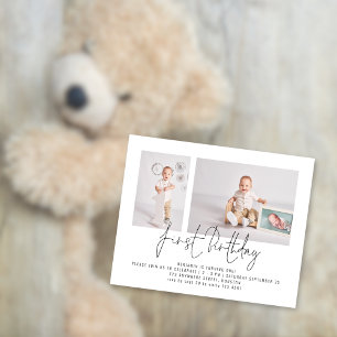 Budget Modern 2 Photo Script First Birthday Party 