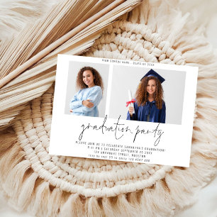 Budget Modern 2 Photo Script Graduation Party 