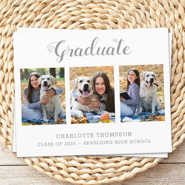 Budget Modern 3 Photo Graduation Invitation (Creator Uploaded)