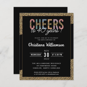 Budget Modern 40th Birthday Party Leopard Print 