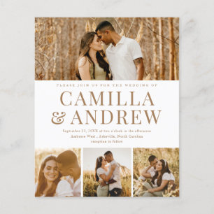  Budget Modern 4 Photo Elegant Wedding Invitation