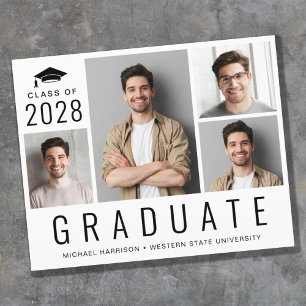 Budget Modern 4 Photo Graduation Announcement