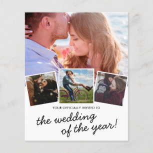 Budget Modern 4 Photo Wedding Invitation