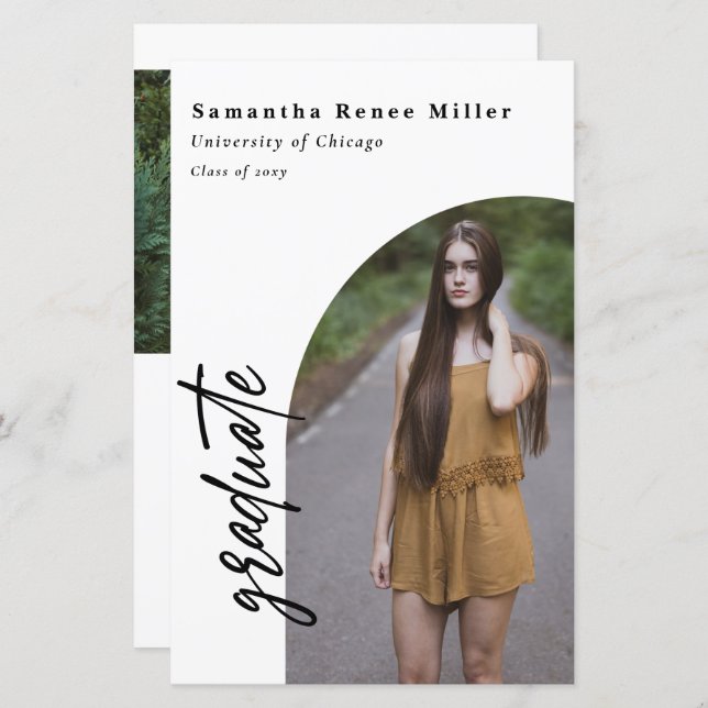 Budget Modern Arch 2 Photo Graduation Invitation (Front/Back)