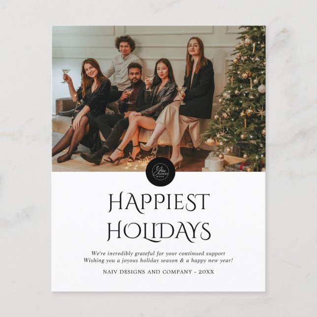 BUDGET Modern Black Company Logo Photo Christmas (Front)
