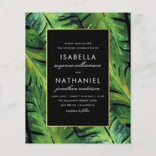 Budget Modern Black Green Tropical Leaves Wedding