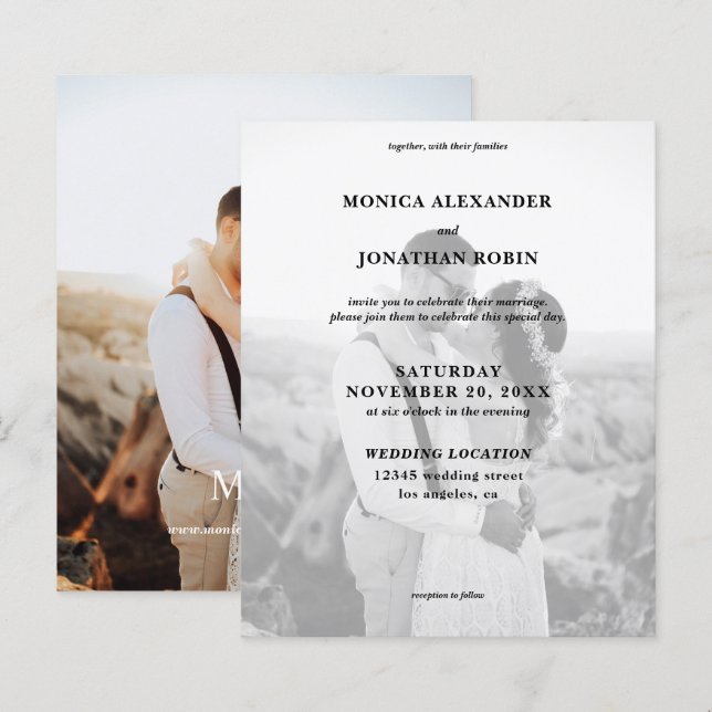 Budget Modern Black & White Photo Vertical Wedding (Front/Back)