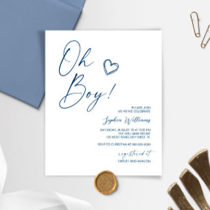 Budget Modern Blue Baby Shower Invitation