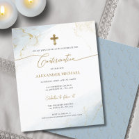 Budget Modern Blue Gold Cross Boy Confirmation