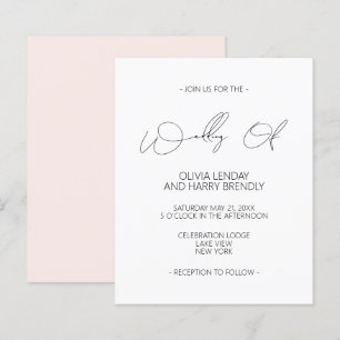 Budget Modern Blush Pink White Wedding Invitation