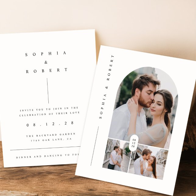Budget Modern Boho Photo Collage Wedding Invite (Creator Uploaded)