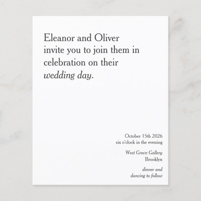 Budget Modern Bold Black White Wedding Invitation (Front)