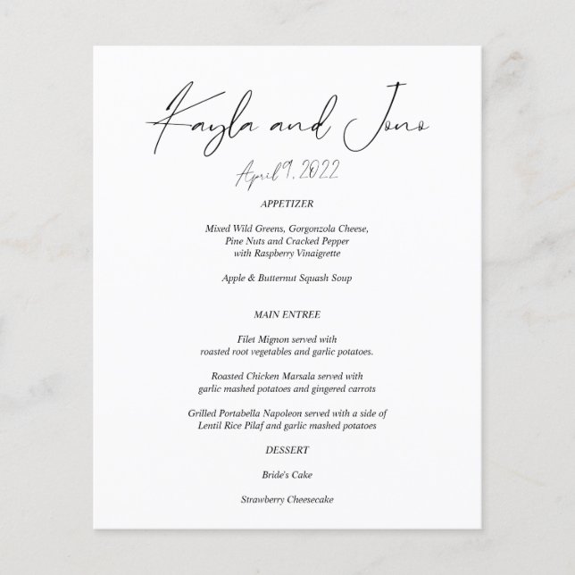 Budget Modern Chic Black & White Menu - SCustom2 (Front)