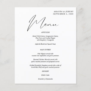 Budget Modern Chic Black & White Menu w Names