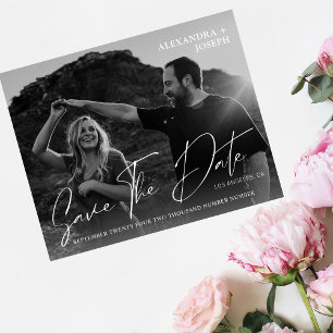 Budget Modern Chic Photo BW Date Save the Date Flyer