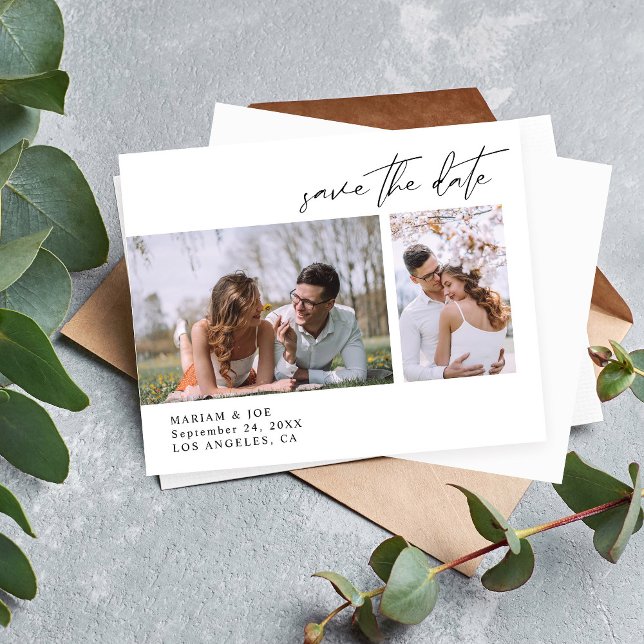 Budget Modern Chic Two Photo Save the Date (Creator Uploaded)