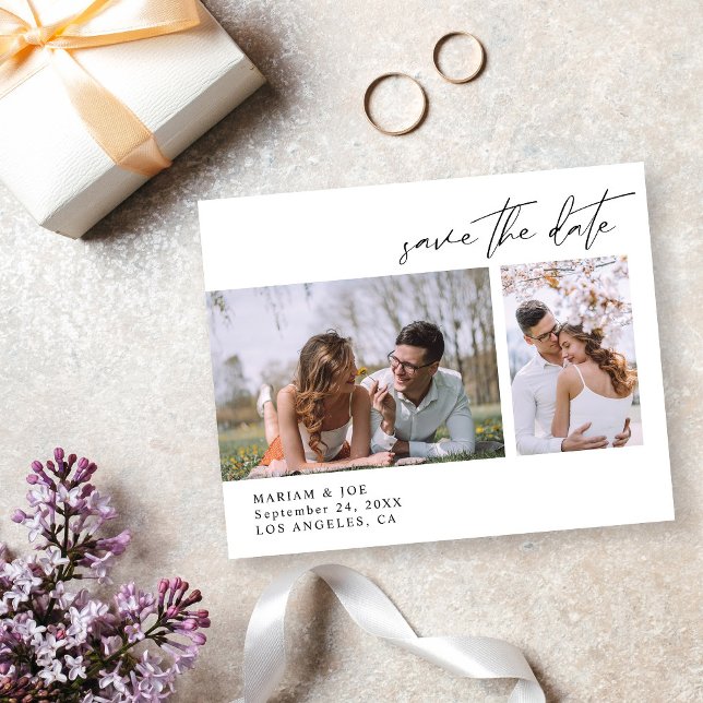 Budget Modern Chic Two Photo Save the Date Flyer (Creator Uploaded)