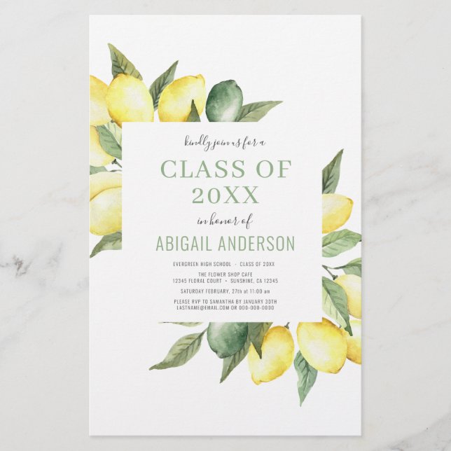 Budget Modern Class of 2023 Lemon Invitation Flyer (Front)