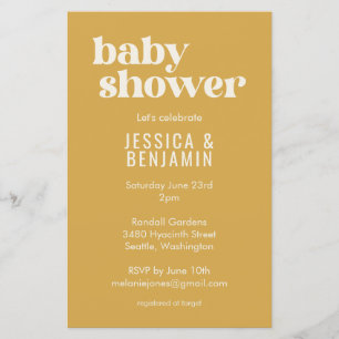 Budget Modern Cute Dusty Yellow Baby Shower Invite