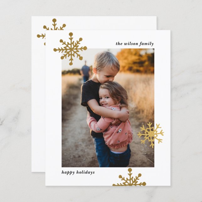 Budget Modern Cute Snowflake Photo Holiday Card (Front/Back)
