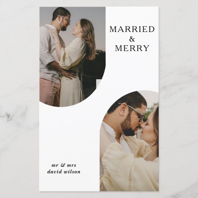 Budget Modern Double Arch Two Photo Holiday Card (Front)