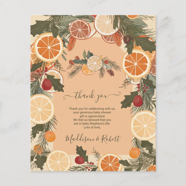 Budget Modern Dried Citrus Winter Baby Shower  (Front)
