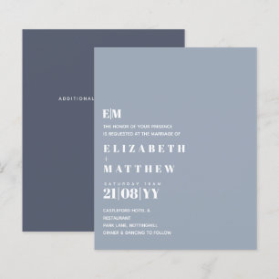 Budget Modern Dusty Blue Wedding Invites