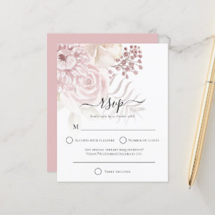 Budget Modern Dusty Rose Florals Wedding RSVP