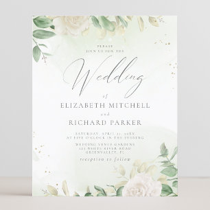 Budget Modern Elegant Floral Wedding Invitation