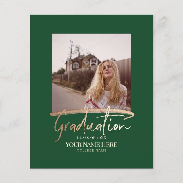 Budget Modern Elegant Graduation Photo Invitations Flyer (Front)