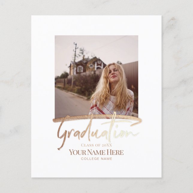 Budget Modern Elegant Graduation Photo Invitations Flyer (Front)