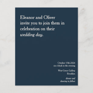 Budget Modern Elegant Navy Blue Wedding Invitation