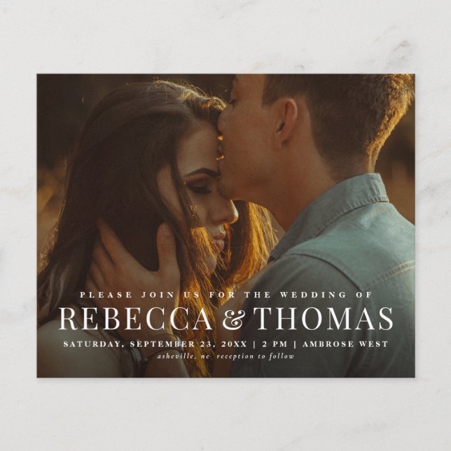 Budget Modern Elegant Photo Wedding Invitation (Front)