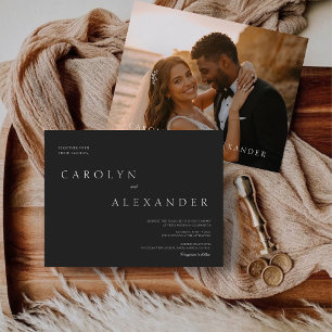 Budget Modern Elegant Photo Wedding Invitation Postcard