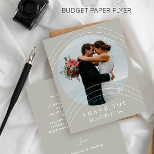 Budget modern elegant photo wedding thank you flyer