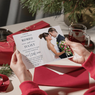 Budget Modern Elegant Romantic Photo Wedding  Invitation