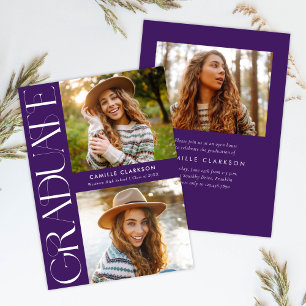 Budget Modern Elegant Three Photo Graduation Invitation