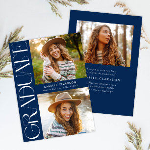 Budget Modern Elegant Three Photo Graduation Invitation