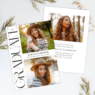 Budget Modern Elegant Three Photo Graduation Invitation