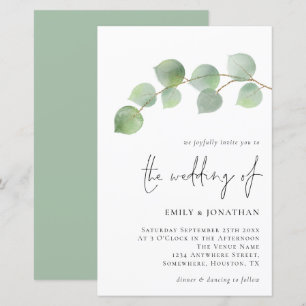 Budget Modern Eucalyptus Wedding Invitation
