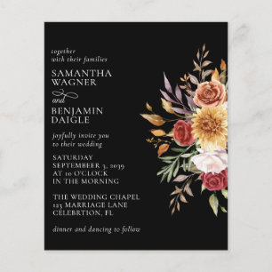 Budget Modern Fall Floral Black Wedding