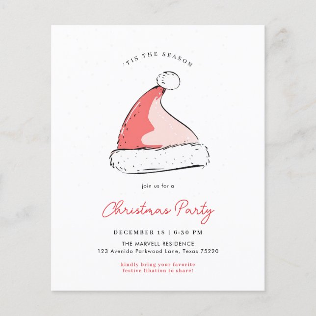 Budget Modern Festive Santas Hat Christmas Party (Front)