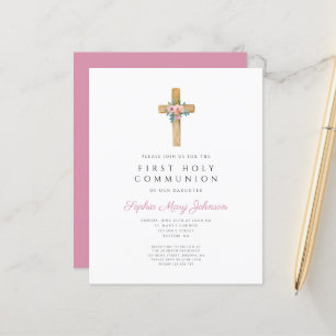 Budget Modern Floral Cross Girl First Communion