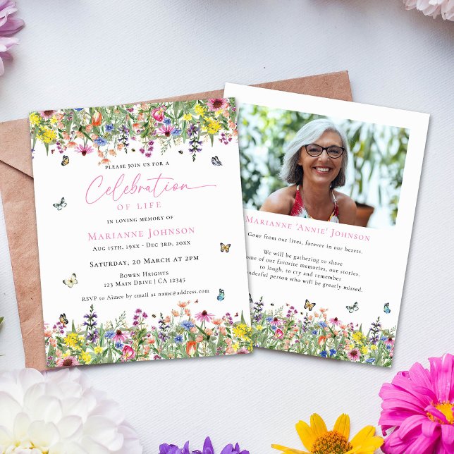 Budget Modern Floral Memorial Celebration of life  (Creator Uploaded)