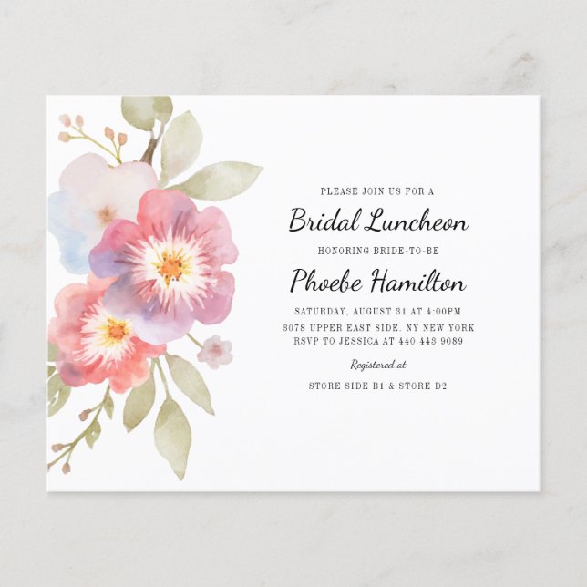 Budget Modern Floral Rustic Bridal Shower (Front)