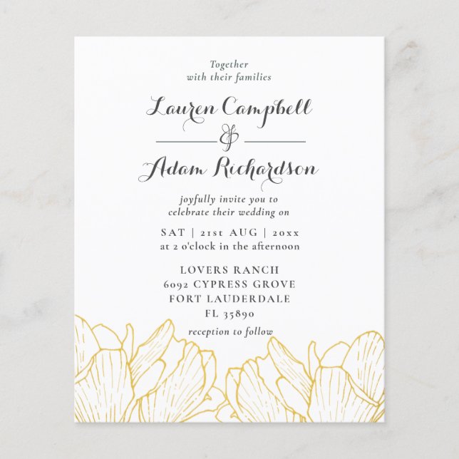 Budget Modern Floral  Wedding Invitation (Front)