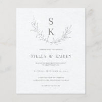 Budget Modern Foliage Sketch Wedding Invitation