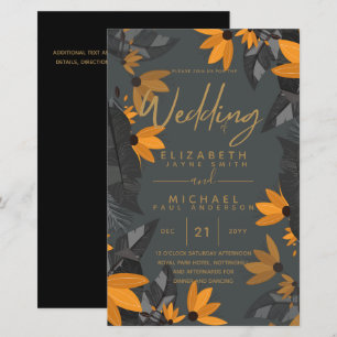 BUDGET Modern Garden Leaves Wedding Invitation