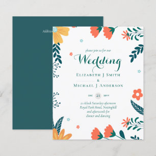 BUDGET Modern Garden Leaves Wedding Invitation