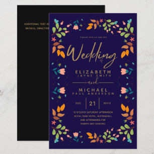 BUDGET Modern Garden Leaves Wedding Invite A9
